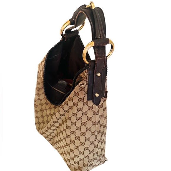 GUCCI VINTAGE LARGE HORSE BIT HOBO BAG - Picture 2 of 14